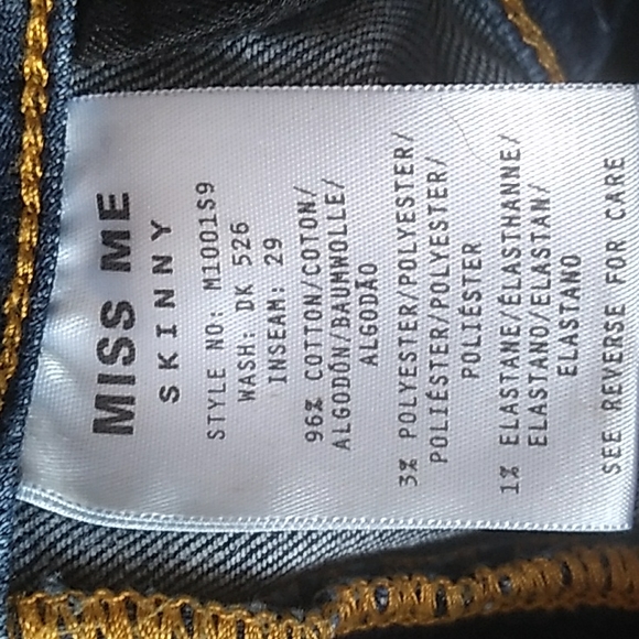 👖 Miss Me Jeans Skinny Distressed M100159 Sz 28  DESPERATELY SEEKING TRAVEL - Picture 8 of 16